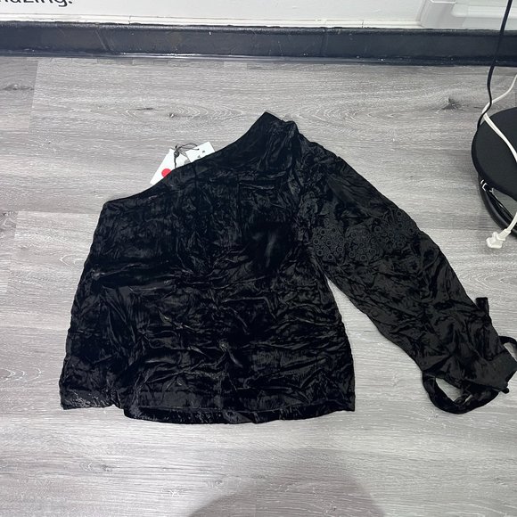 NWT Tanya Taylor Velvet One-Shoulder Anka Top Size 2 - Picture 4 of 11